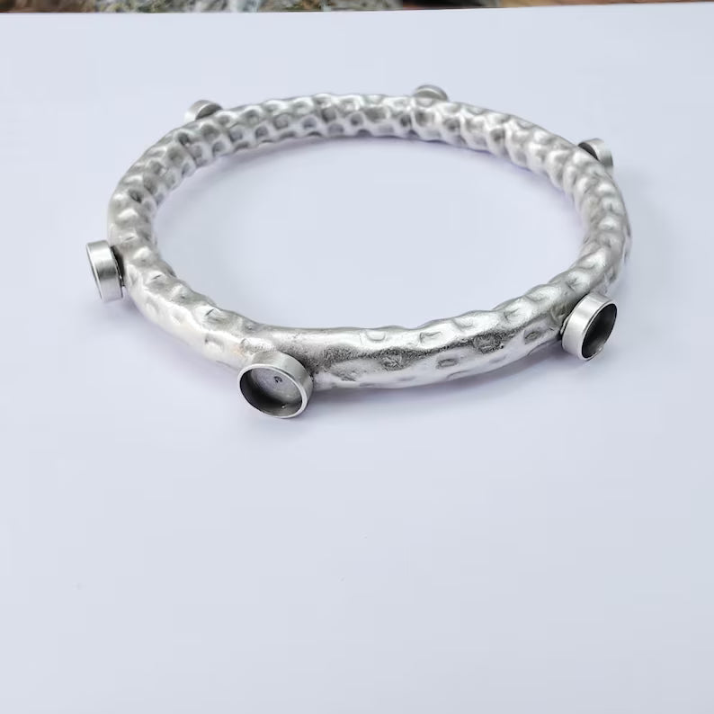 Bangle Bracelet Blank 10mm Bezel, Antique Silver Adjustable Look Bracelet Base, Jewelry Making, G37969 (Copy)