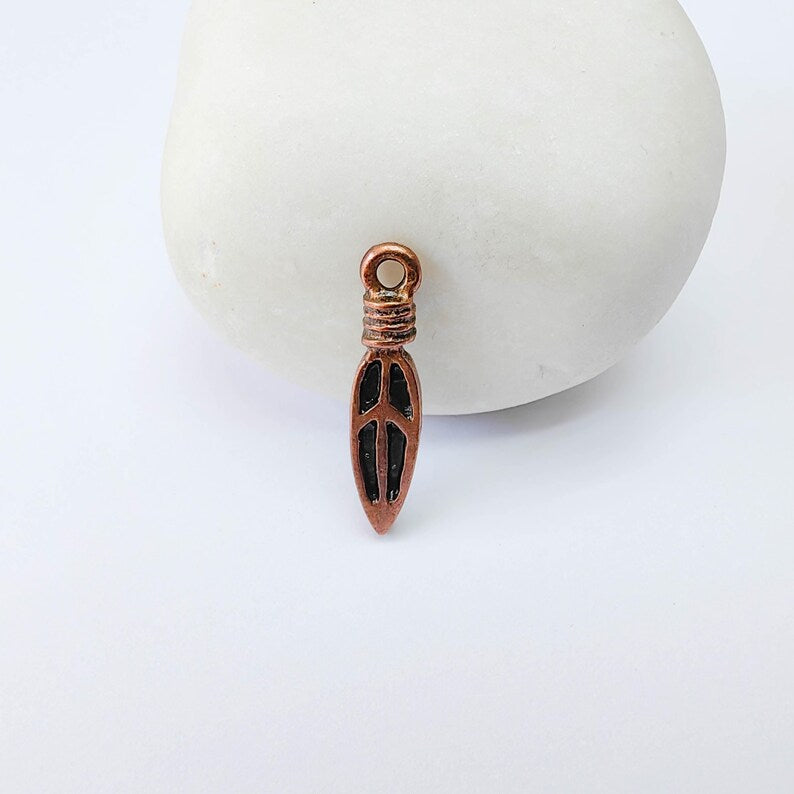 4 Peace Charms, Minimalist Boho Charm, Earring Charms, Dangle Pendant, Necklace Parts, Antique Copper Plated 22x5mm G38009