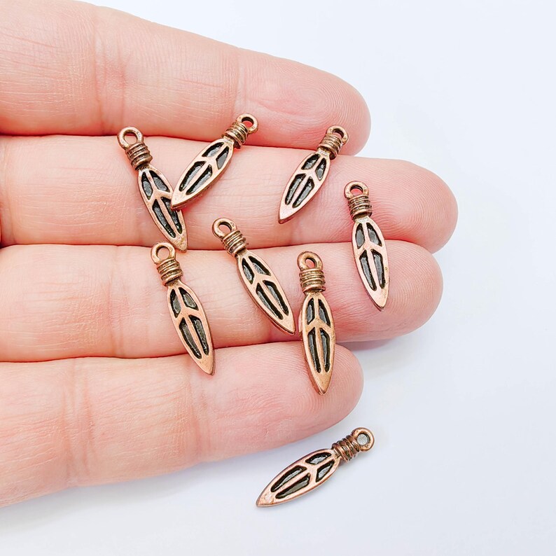 4 Peace Charms, Minimalist Boho Charm, Earring Charms, Dangle Pendant, Necklace Parts, Antique Copper Plated 22x5mm G38009