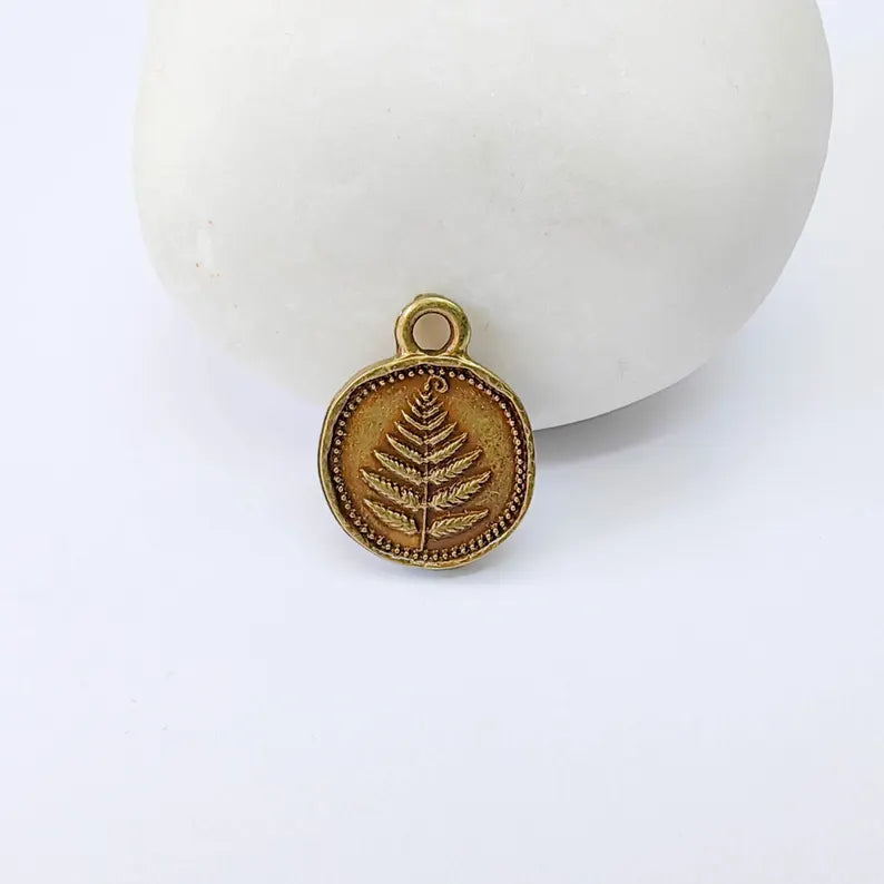 4 Pcs Fern Flower Charm, Double Sided Botanical, Organic Shape Plant Charm, Nature Earring, Floral Tag, Antique Bronze Plated 16x13mm G38011