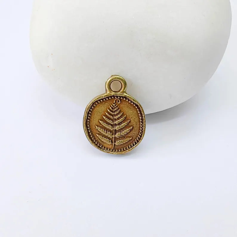4 Pcs Fern Flower Charm, Double Sided Botanical, Organic Shape Plant Charm, Nature Earring, Floral Tag, Antique Bronze Plated 16x13mm G38011