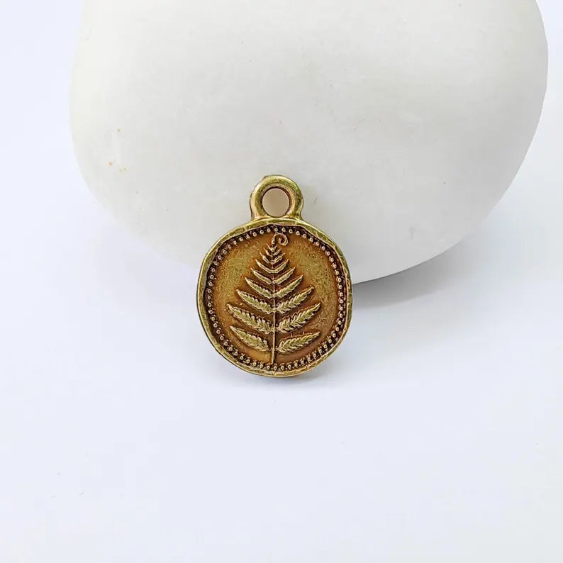 4 Pcs Fern Flower Charm, Double Sided Botanical, Organic Shape Plant Charm, Nature Earring, Floral Tag, Antique Bronze Plated 16x13mm G38011