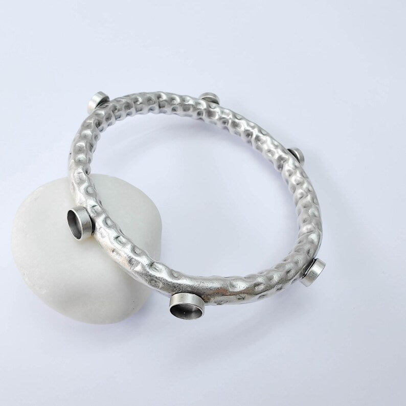 Bangle Bracelet Blank 8-10-12mm Bezel, Antique Silver Adjustable Look Bracelet Base, Jewelry Making, G38013