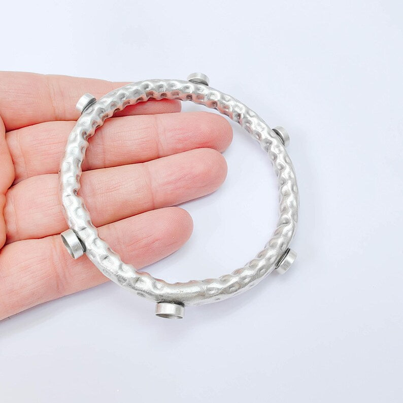 Bangle Bracelet Blank 8-10-12mm Bezel, Antique Silver Adjustable Look Bracelet Base, Jewelry Making, G38013