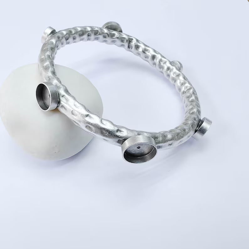 Bangle Bracelet Blank 8-10-12mm Bezel, Antique Silver Adjustable Look Bracelet Base, Jewelry Making, G38013