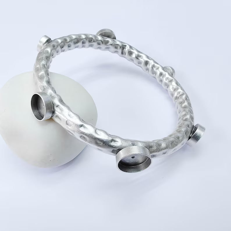 Bangle Bracelet Blank 8-10-12mm Bezel, Antique Silver Adjustable Look Bracelet Base, Jewelry Making, G38013