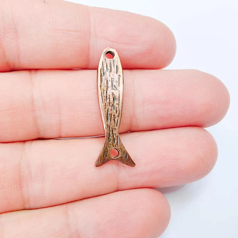 2 Minimal Bar Connector Charm, Slim Geometric Design, Rectangular Shape, Antique Copper Plated 32x7mm, G38029