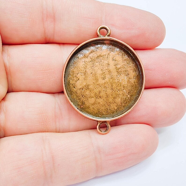 Round Connector Tray, Deep Bezel Setting, Antique Copper, Resin Jewelry Base, 30mm, G38097