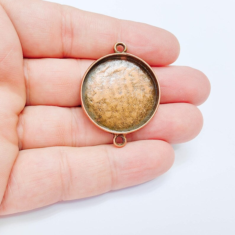 Round Connector Tray, Deep Bezel Setting, Antique Copper, Resin Jewelry Base, 30mm, G38097