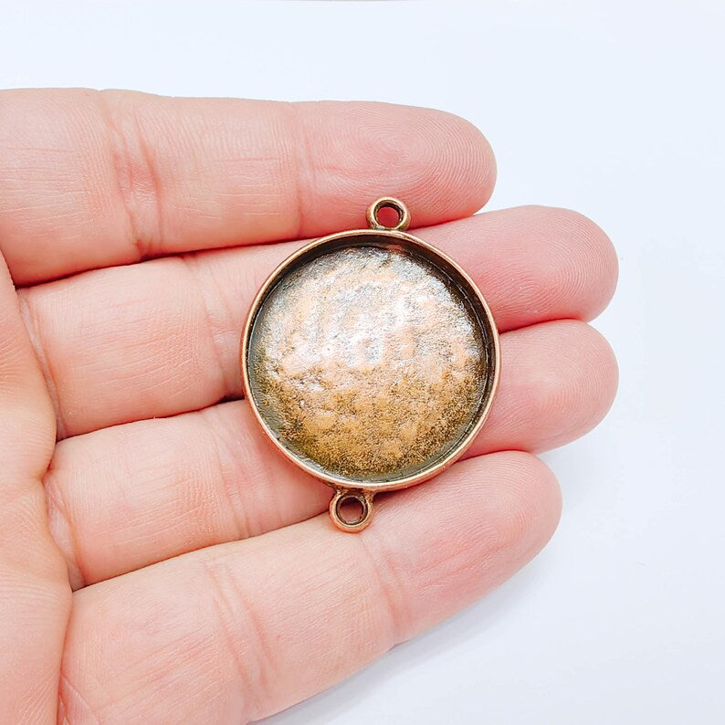 Round Connector Tray, Deep Bezel Setting, Antique Copper, Resin Jewelry Base, 30mm, G38097