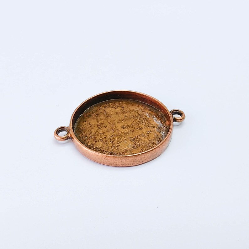 Round Connector Tray, Deep Bezel Setting, Antique Copper, Resin Jewelry Base, 30mm, G38097