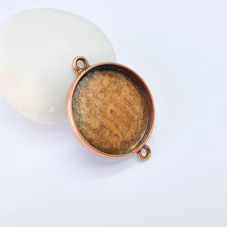 Round Connector Tray, Deep Bezel Setting, Antique Copper, Resin Jewelry Base, 30mm, G38097