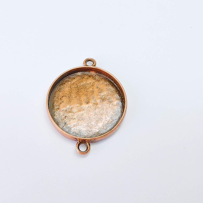 Round Connector Tray, Deep Bezel Setting, Antique Copper, Resin Jewelry Base, 30mm, G38097