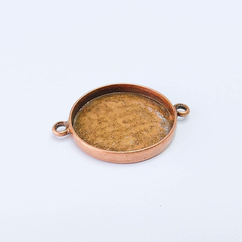 Round Connector Tray, Deep Bezel Setting, Antique Copper, Resin Jewelry Base, 30mm, G38097