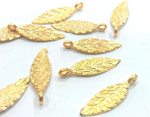 10 Leaf Charms Gold Plated Brass Charms G17903