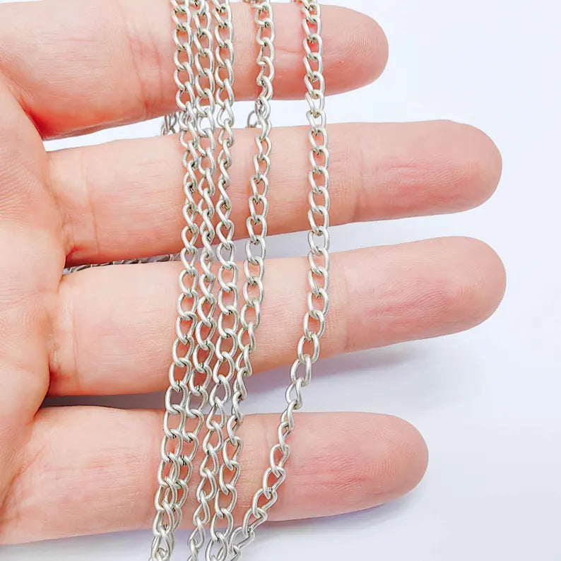 Curb Chain Antique Silver Plated Chain (3x4 mm) G38159