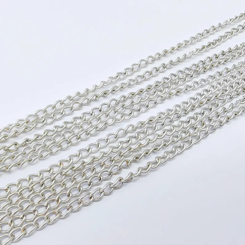 Curb Chain Antique Silver Plated Chain (3x4 mm) G38159