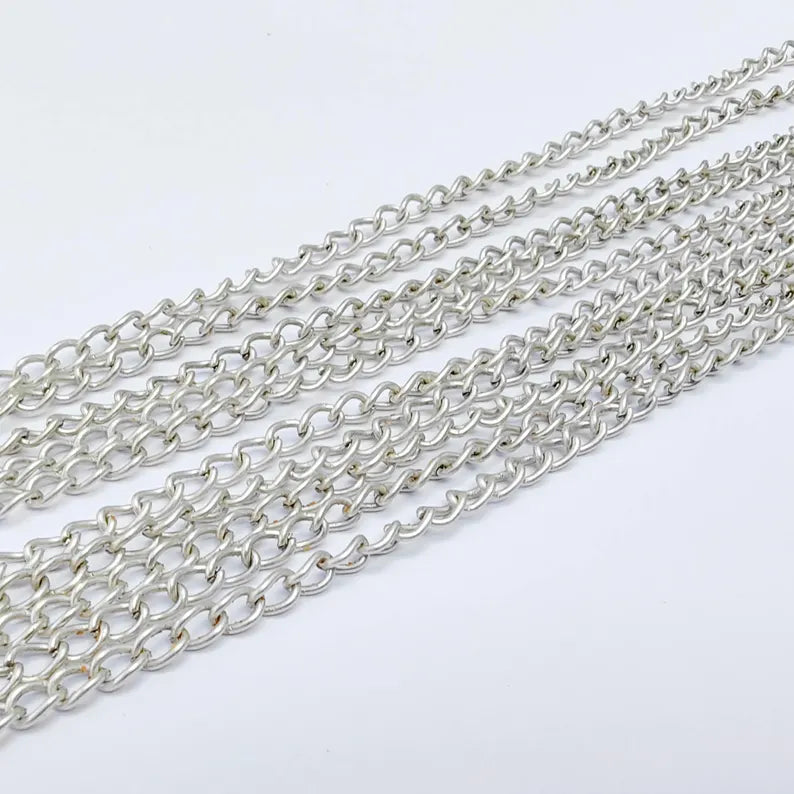 Curb Chain Antique Silver Plated Chain (3x4 mm) G38159