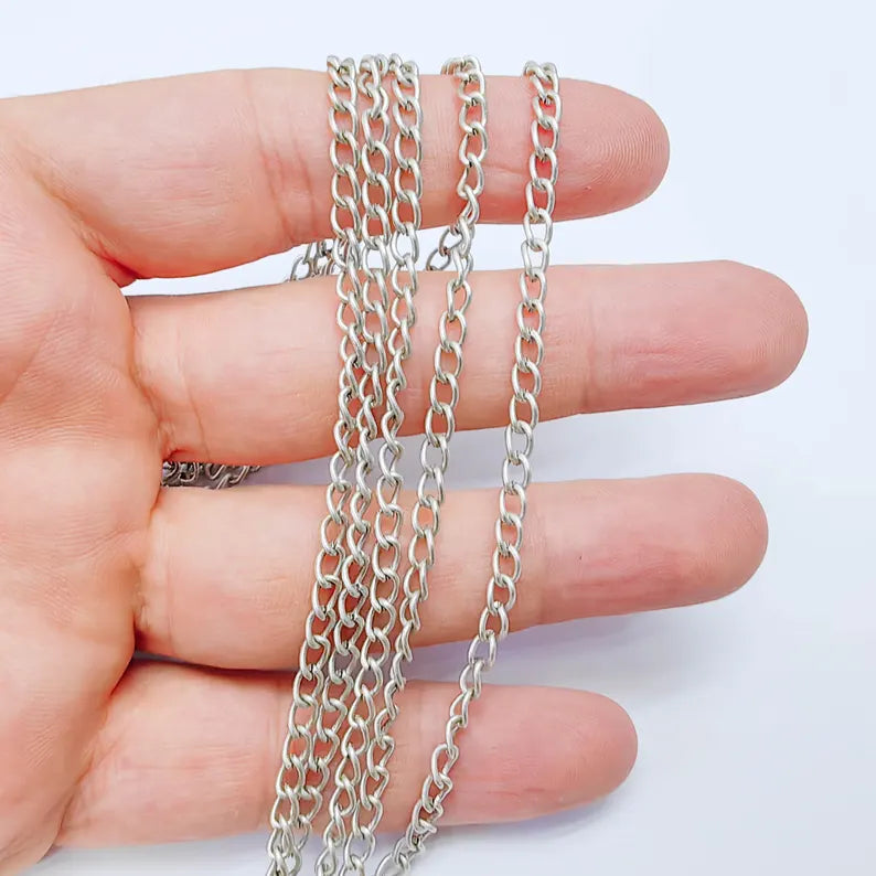 Curb Chain Antique Silver Plated Chain (3x4 mm) G38159
