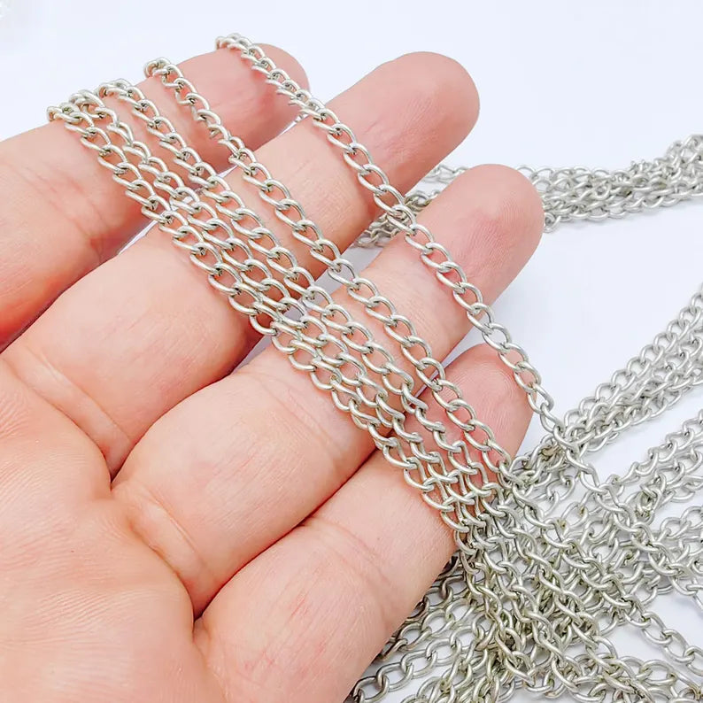 Curb Chain Antique Silver Plated Chain (3x4 mm) G38159