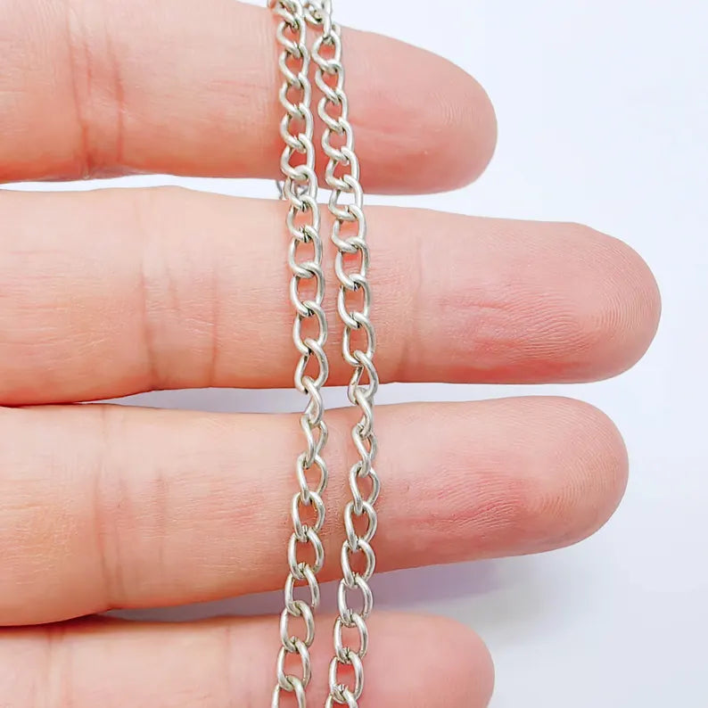 Curb Chain Antique Silver Plated Chain (3x4 mm) G38159