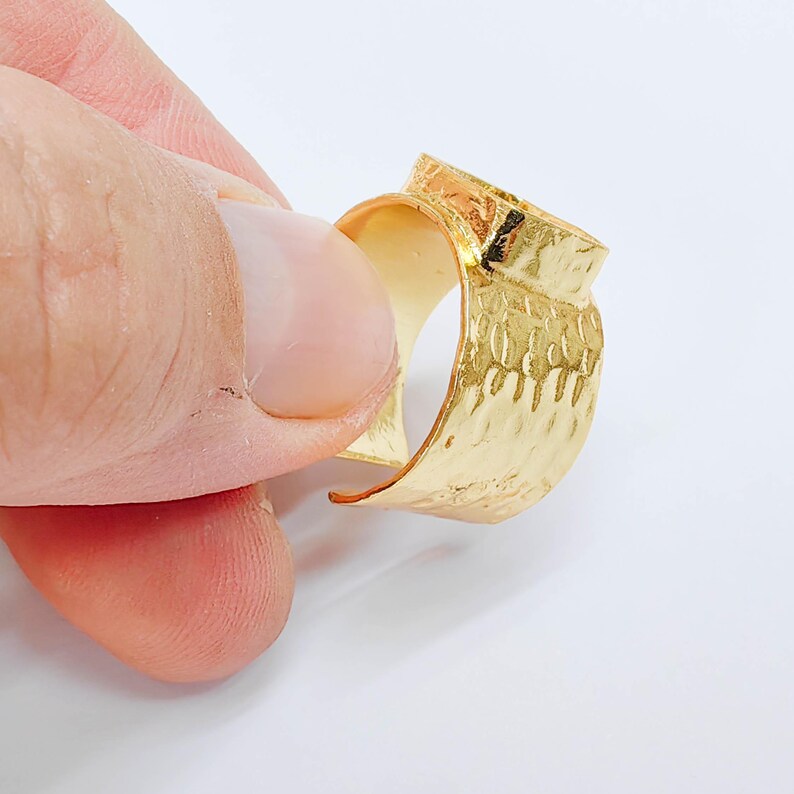 Square Bezel Adjustable Ring, 10x10mm Setting, 24K Gold Color Brass Ring Blank, G38169