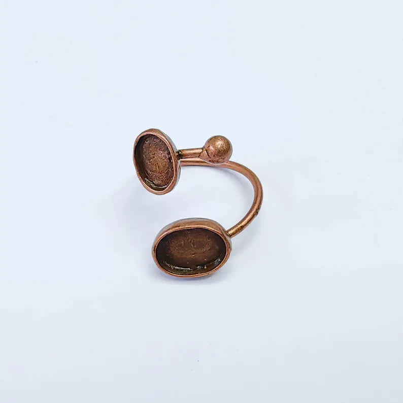 Antique Copper Ring Blanks Settings, Cabochon Mounting, Adjustable Resin Ring Base Bezels, Copper Plated Brass (11x8mm 8x6mm) G38181