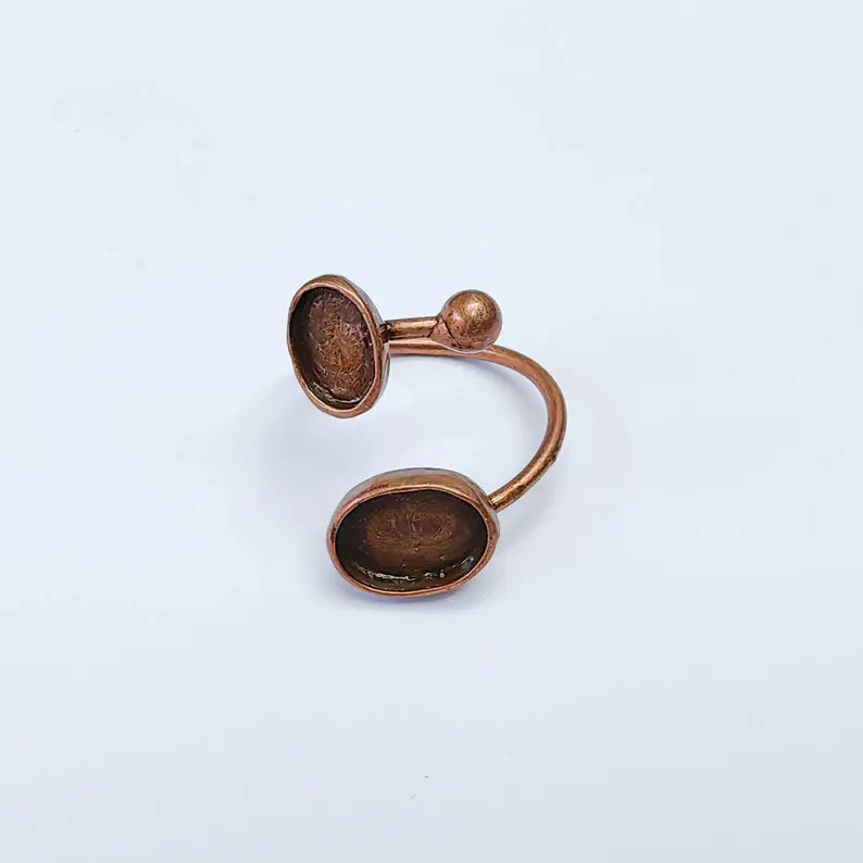 Antique Copper Ring Blanks Settings, Cabochon Mounting, Adjustable Resin Ring Base Bezels, Copper Plated Brass (11x8mm 8x6mm) G38181