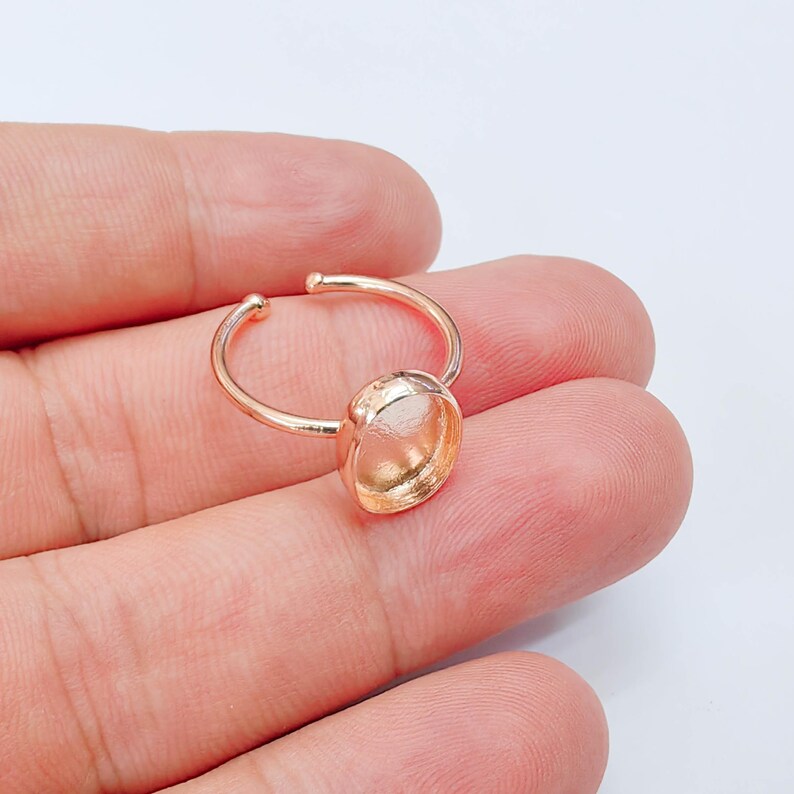 Oval Bezel Ring Blank, Adjustable Rose Gold Color Brass 11x8mm G38193