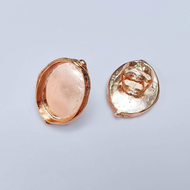 Large Oval Bezel Ring Blank, Adjustable Rose Gold Brass 39x30mm G38196