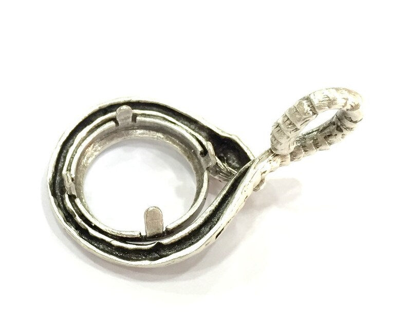 Silver Snake Pendant Blank Antique Silver Plated Brass G5005