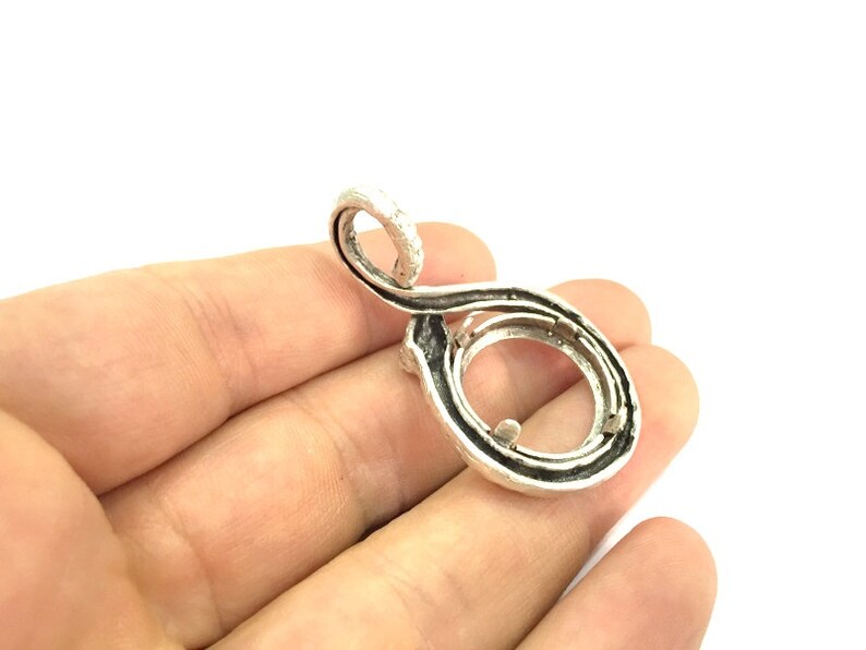 Silver Snake Pendant Blank Antique Silver Plated Brass G5005