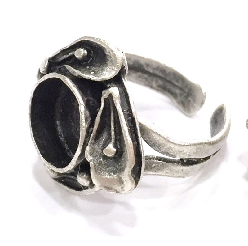 Adjustable Ring Blank, (10 mm blank ) Antique Silver Plated Brass G26748