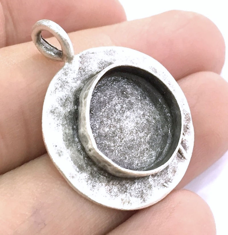 Antique Silver Plated Brass  Mountings , Blanks (15 mm blank) G5272