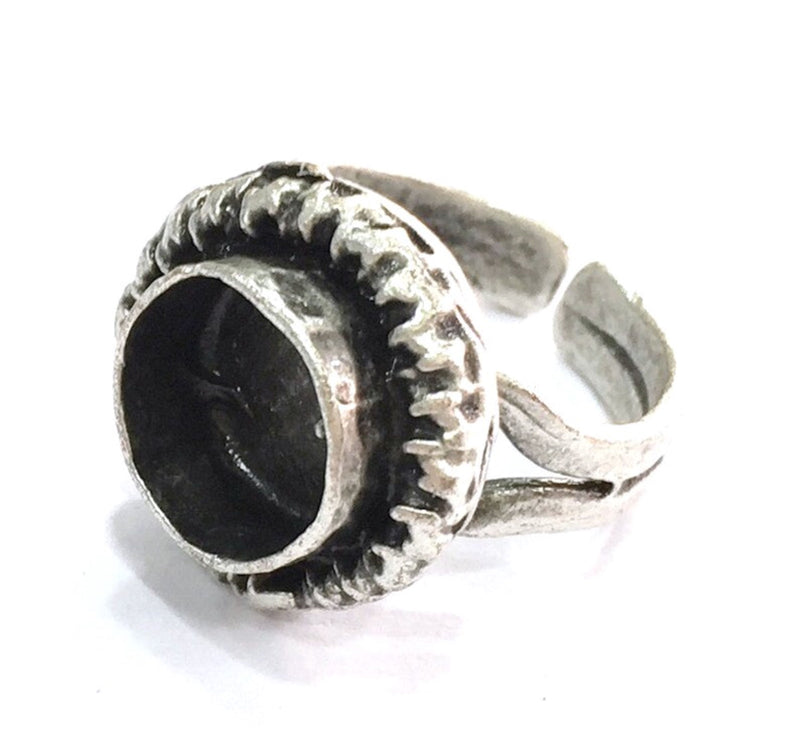 Adjustable Ring Blank, (10 mm blank ) Antique Silver Plated Brass G5284