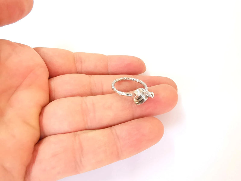 Sterling Silver Ring Blank Bezel 925 Silver Ring Setting Resin Ring Blank Cabochon Ring Mounting Adjustable Ring Base (8mm round) G30178