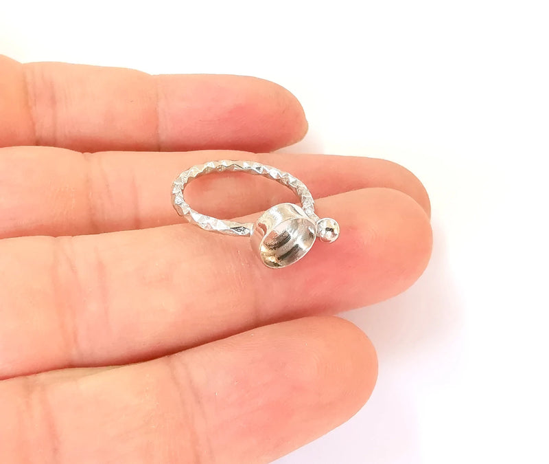 Sterling Silver Ring Blank Bezel 925 Silver Ring Setting Resin Ring Blank Cabochon Ring Mounting Adjustable Ring Base (8mm round) G30178