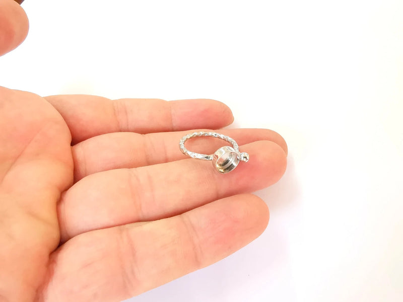 Sterling Silver Ring Blank Bezel 925 Silver Ring Setting Resin Ring Blank Cabochon Ring Mounting Adjustable Ring Base (8mm round) G30178