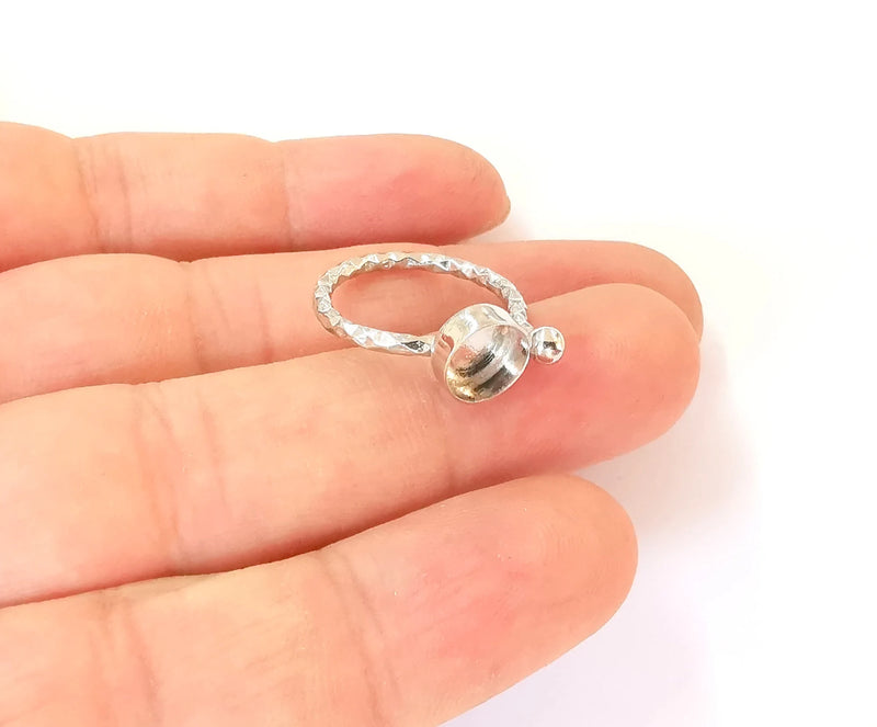 Sterling Silver Ring Blank Bezel 925 Silver Ring Setting Resin Ring Blank Cabochon Ring Mounting Adjustable Ring Base (8mm round) G30178