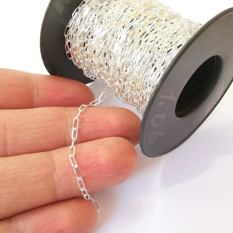 1mt(3.3ft) Sterling Silver Cable Chain 925 Solid Silver Soldered Chain (5,5x2mm) G30165