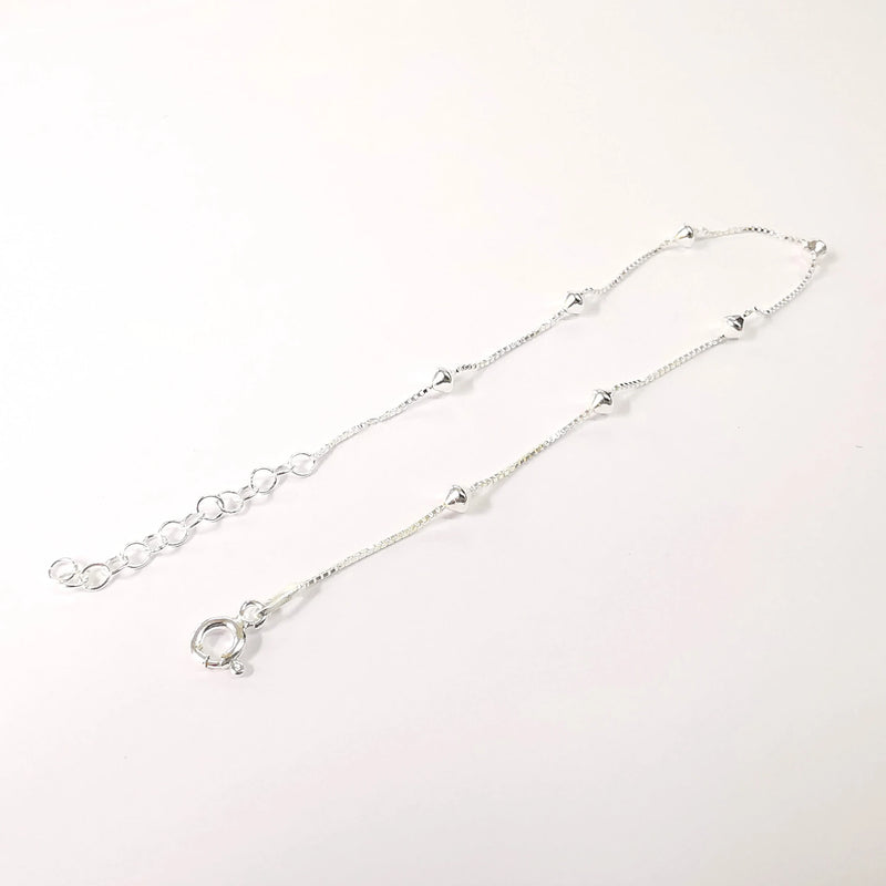 Sterling Silver Finished Bracelet Chain Satellite Chain Bangle Chain 925 Solid Silver Ready Chain (17cm+3cm-6,6inch+1,2inch) G30176
