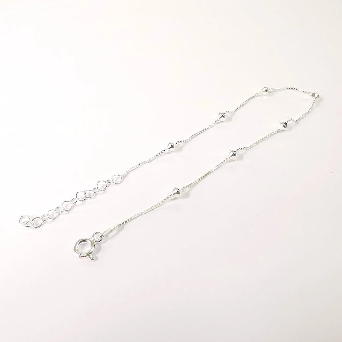 Sterling Silver Finished Bracelet Chain Satellite Chain Bangle Chain 925 Solid Silver Ready Chain (17cm+3cm-6,6inch+1,2inch) G30176