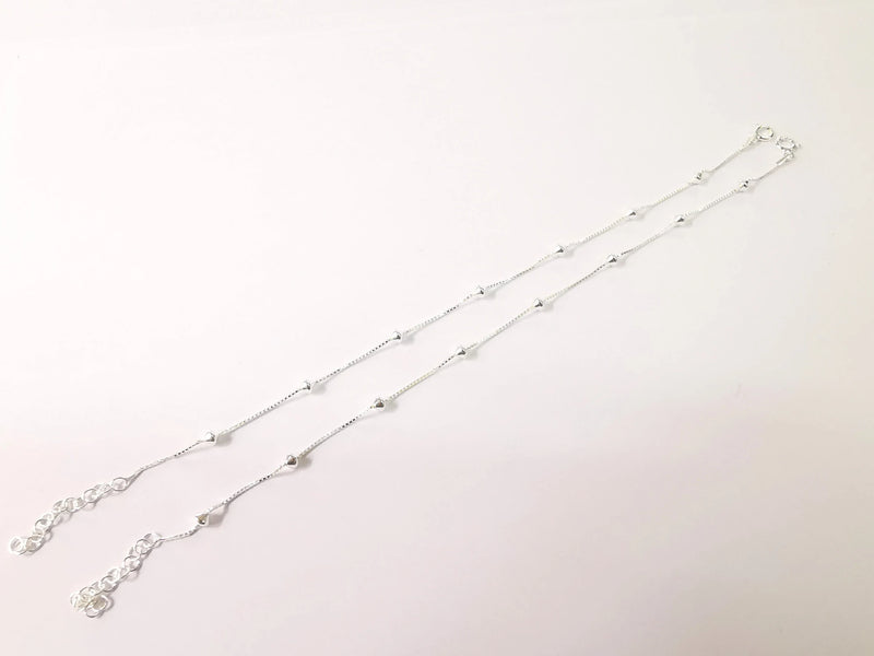 Sterling Silver Finished Bracelet Chain Satellite Chain Bangle Chain 925 Solid Silver Ready Chain (17cm+3cm-6,6inch+1,2inch) G30176