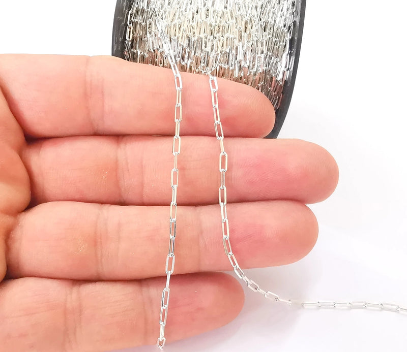 1mt(3.3ft) Sterling Silver Cable Chain 925 Solid Silver Soldered Chain (5,5x2mm) G30165