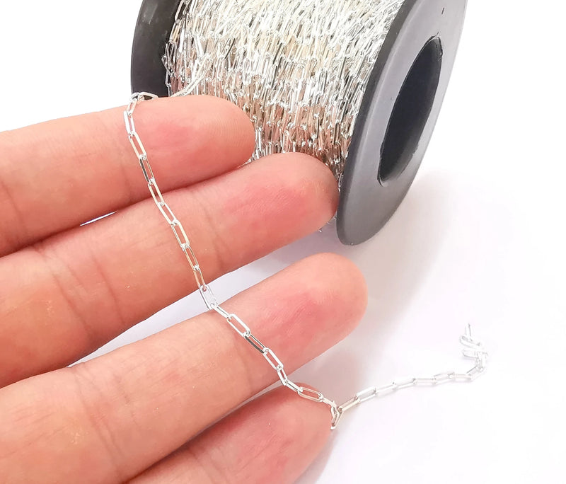 1mt(3.3ft) Sterling Silver Cable Chain 925 Solid Silver Soldered Chain (5,5x2mm) G30165