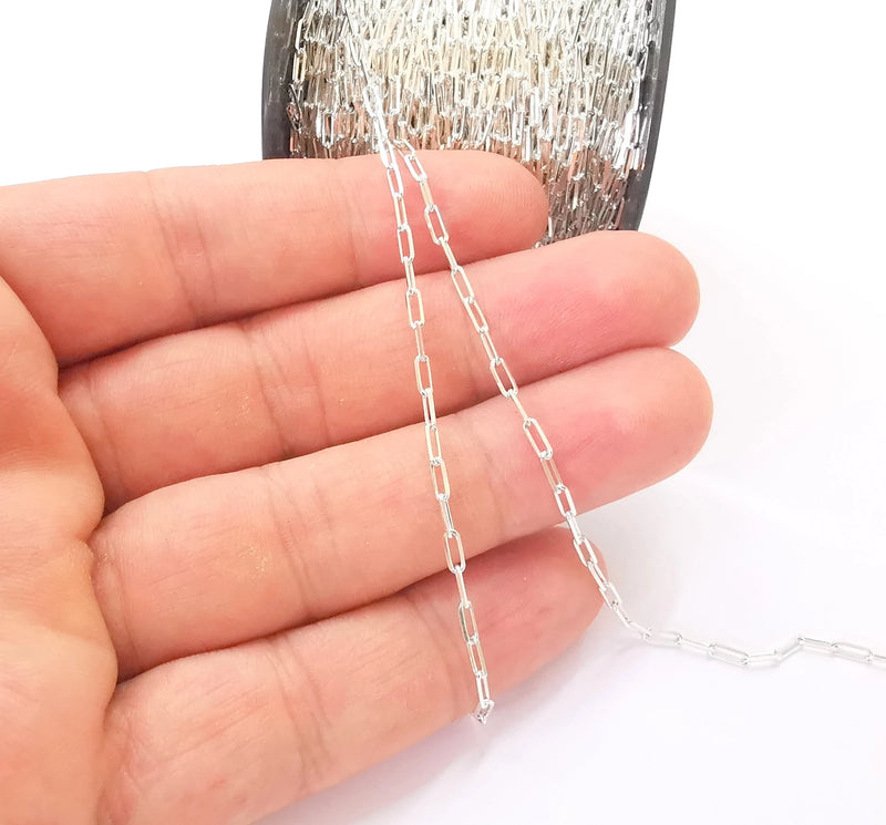 1mt(3.3ft) Sterling Silver Cable Chain 925 Solid Silver Soldered Chain (5,5x2mm) G30165