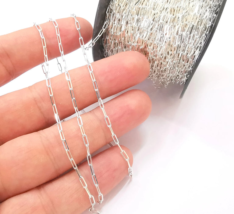 1mt(3.3ft) Sterling Silver Cable Chain 925 Solid Silver Soldered Chain (5,5x2mm) G30165