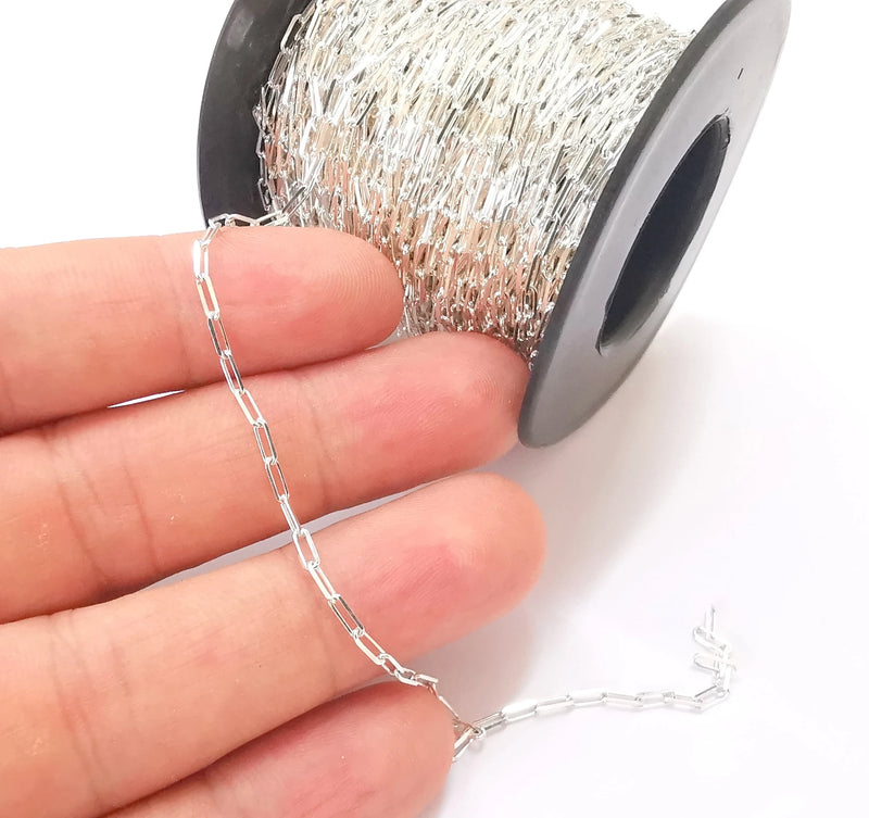 1mt(3.3ft) Sterling Silver Cable Chain 925 Solid Silver Soldered Chain (5,5x2mm) G30165