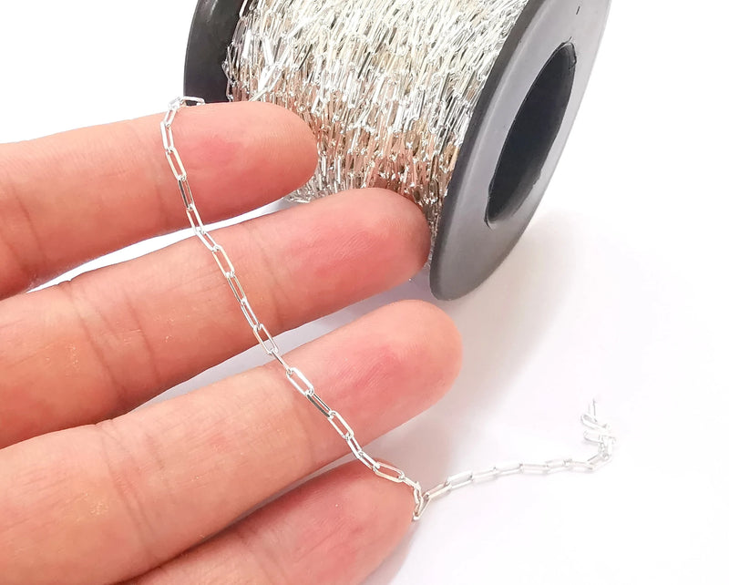 1mt(3.3ft) Sterling Silver Cable Chain 925 Solid Silver Soldered Chain (5,5x2mm) G30165