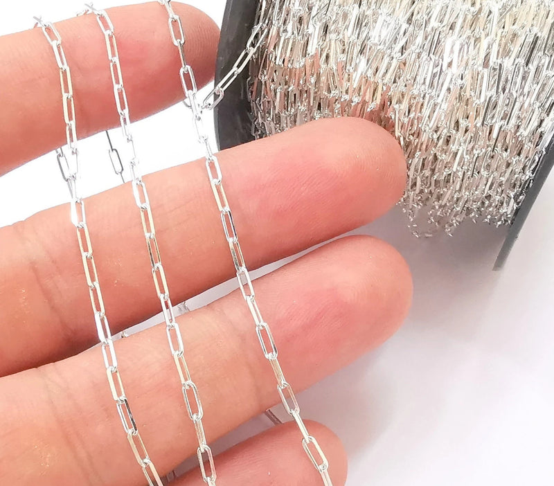 1mt(3.3ft) Sterling Silver Cable Chain 925 Solid Silver Soldered Chain (5,5x2mm) G30165